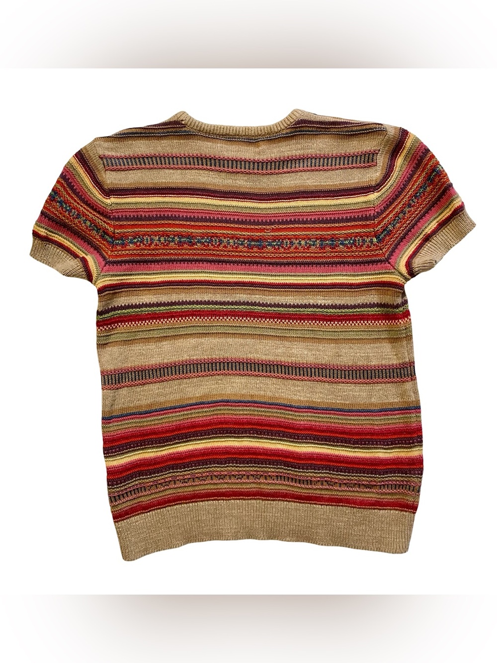 Lauren Ralph Lauren Sunset Striped Short Sleeve Knit Sweater Black Label Size M - Picture 6 of 6